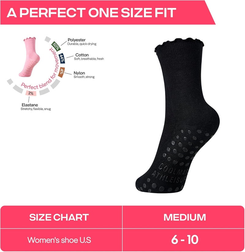 CoolMate Store Pilates Socks with Grips for Women, Yoga Socks, Crew Non Slip Women for Barre, Pilates Gifts - Image 5